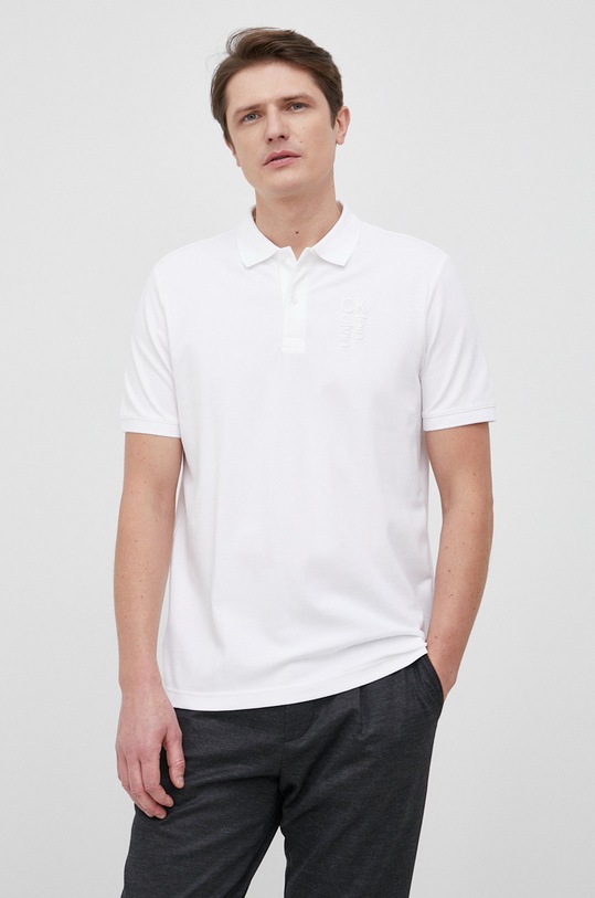 Calvin Klein - Polo z elastanem biały K10K108276.PPYY