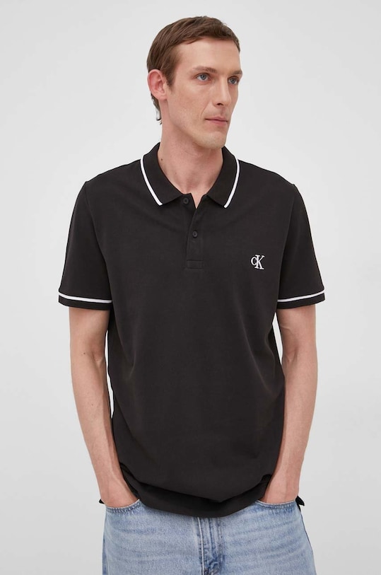 Polo tričko Calvin Klein Jeans nášivka černá J30J315603.PPYY