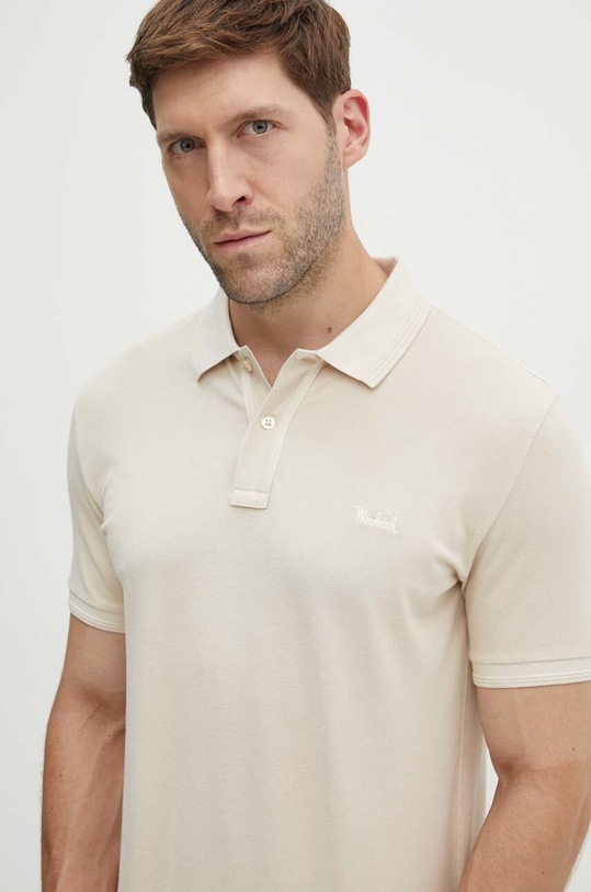 Woolrich polo z elastanem beżowy CFWOPO0035MRUT1483