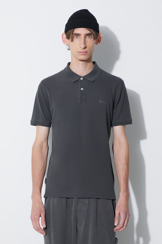 Woolrich polo shirt with elastane gray CFWOPO0035MRUT1483