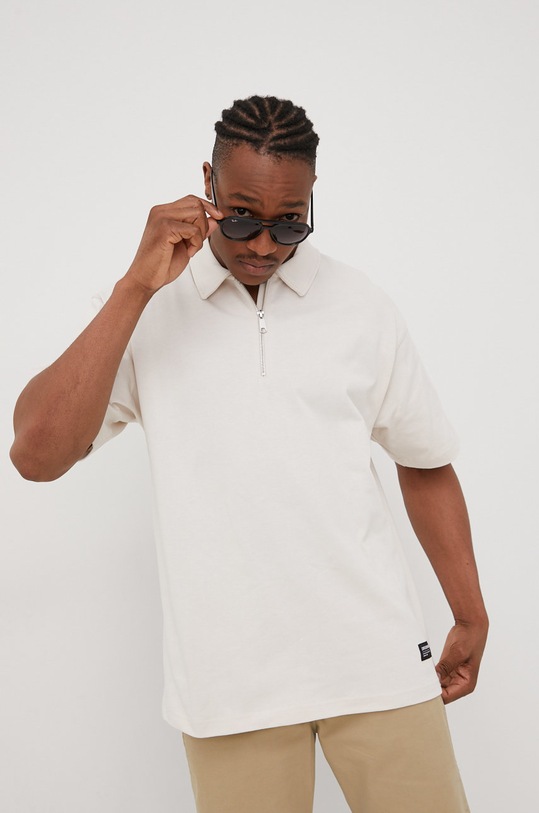 Bavlněné polo tričko Dr. Denim 2221110C2.C22 béžová SS22