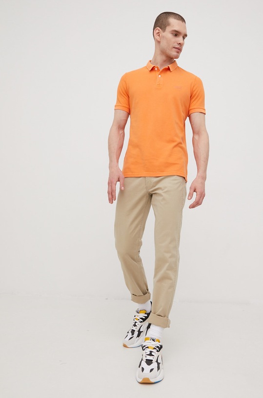 Bavlněné polo tričko Superdry M1110252A.05M oranžová SS22