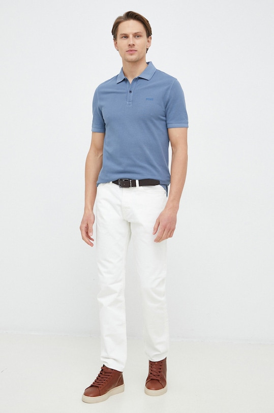 BOSS polo bawełniane BOSS ORANGE 50468576 niebieski AA00