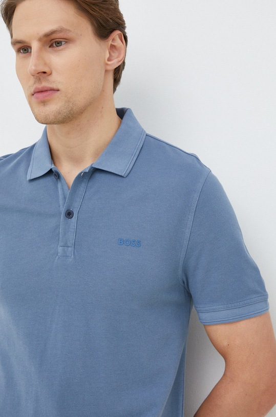 BOSS polo bawełniane BOSS ORANGE niebieski 50468576