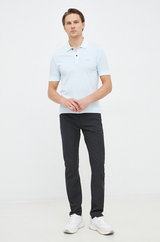 Памучна тениска с яка BOSS Casual 50468576 син AA00