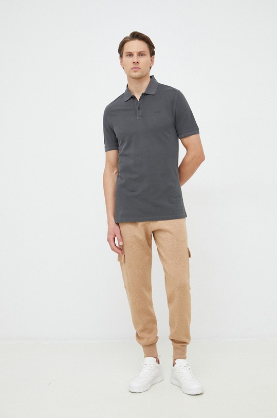 BOSS polo bawełniane BOSS ORANGE 50468576 szary AA00