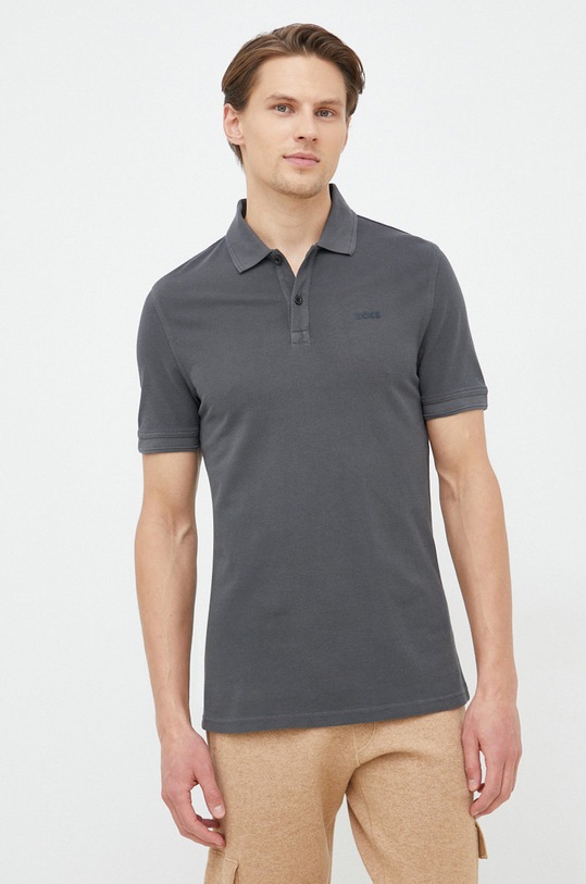 BOSS polo bawełniane BOSS ORANGE szary 50468576