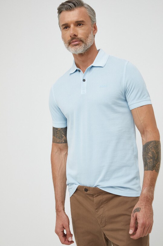 Pamučna polo majica BOSS CASUAL pamuk plava 50468576