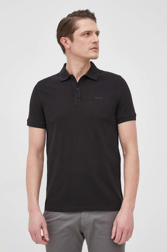 BOSS polo bawełniane BOSS ORANGE 50468576 bawełna czarny 50468576