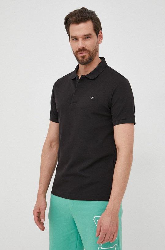Polo tričko Calvin Klein slim čierna K10K108727.PPYY