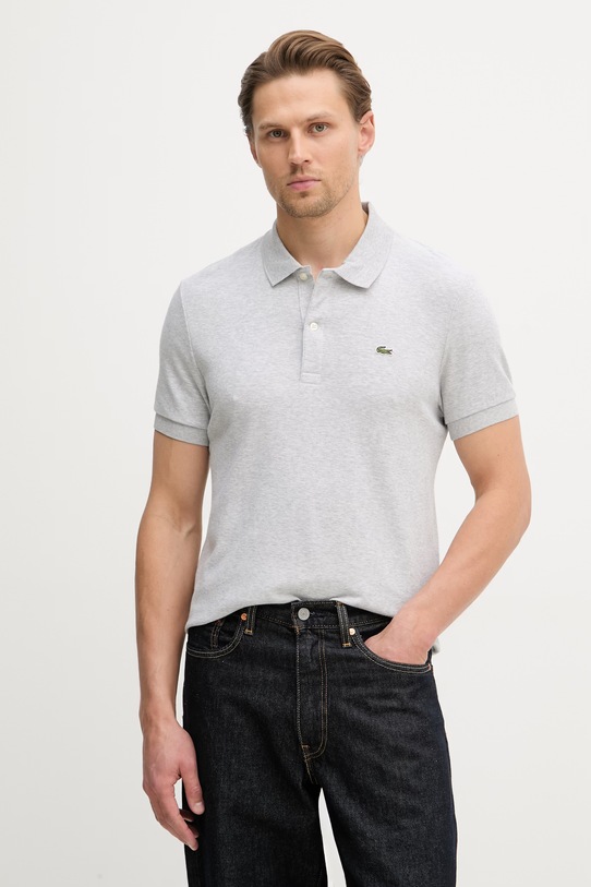 Lacoste polo męskie bawełniane szary DH2050.