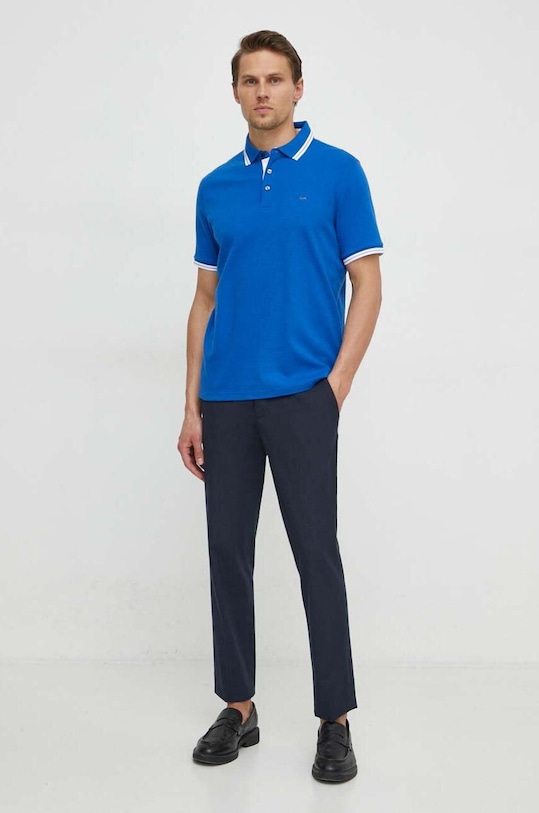 Michael Kors polo bawełniane CS2512720B niebieski SS24