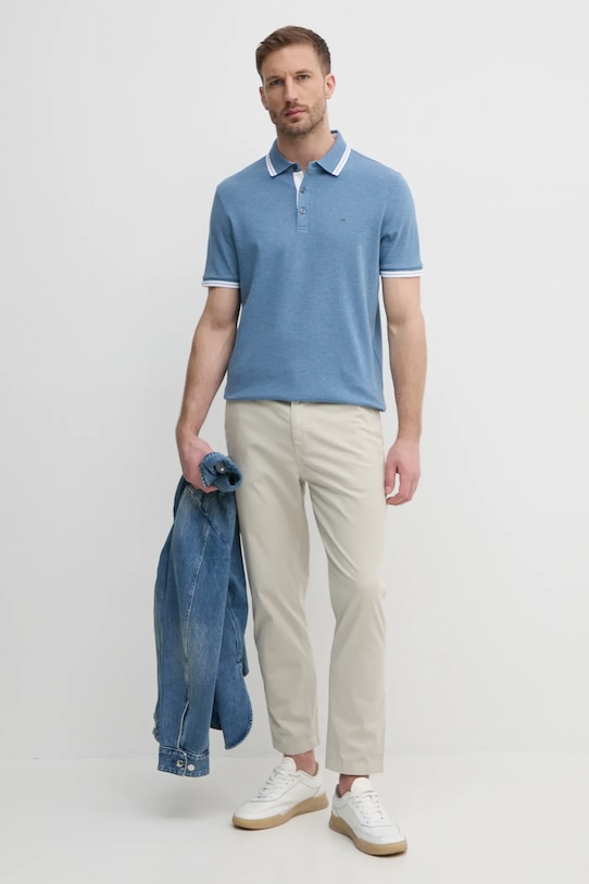 Хлопковое поло Michael Kors CS2512720B голубой SS24