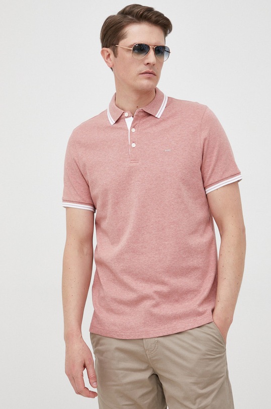 Bavlněné polo tričko Michael Kors CS2512720B růžová SS24