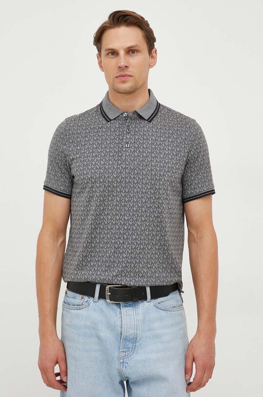 Michael Kors polo bawełniane wzorzyste szary CS250V85KS