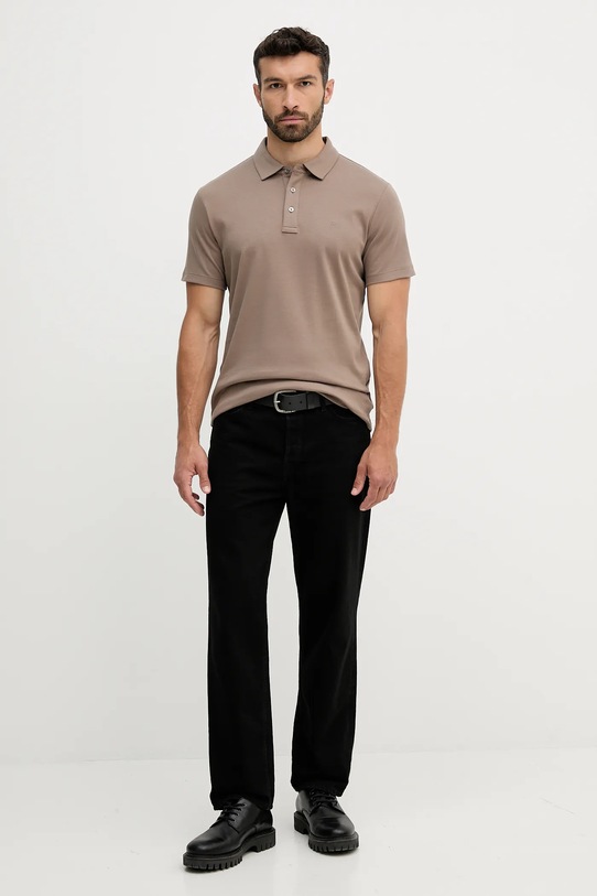 Michael Kors πόλο ανδρικό βαμβακερό CS15073C93 καφέ SS26