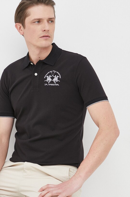La Martina tricou polo negru CCMP01