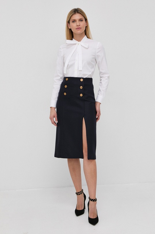 Vunena suknja Red Valentino bez uzorka mornarsko plava XR3RAI0069T