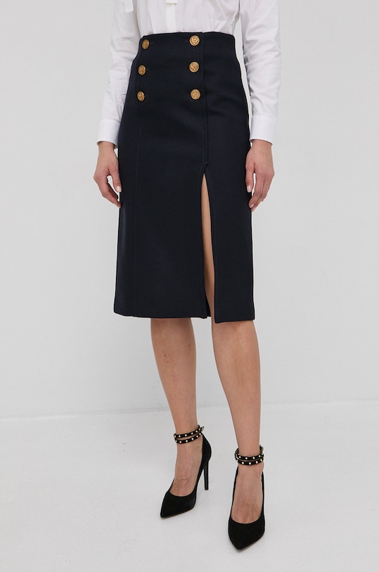 Vunena suknja Red Valentino XR3RAI0069T mornarsko plava SS22