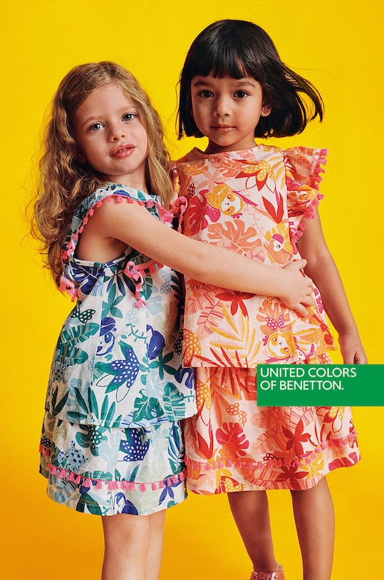 United Colors of Benetton fusta din bumbac pentru copii portocaliu 4IIAG0005.P