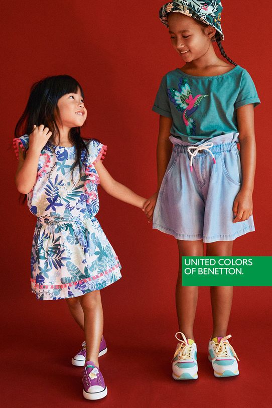 Dječja pamučna suknja United Colors of Benetton 4IIAG0005.P zelena