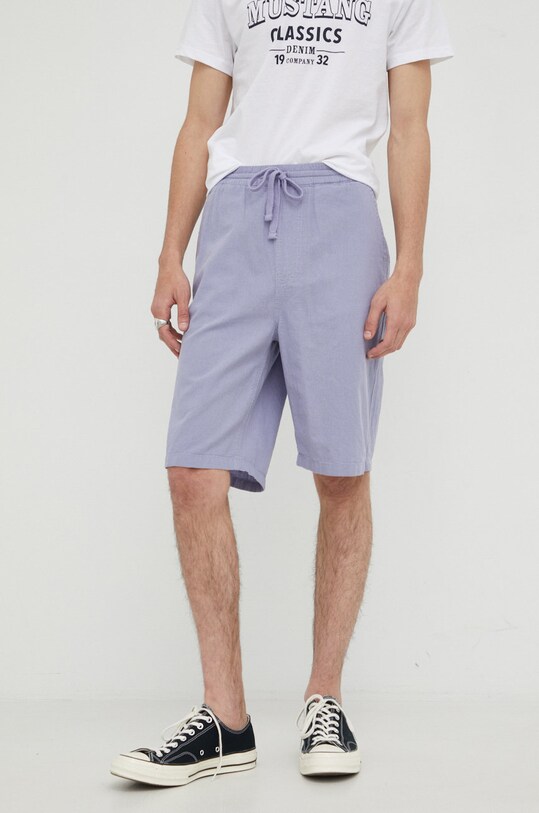 Šortky s příměsí lnu Lee Relaxed Drawstring S Misty Lilac látka fialová L70KSAUU
