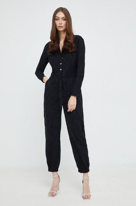 Guess kombinezon bawełniany bawełna czarny W2GD41.WEJU0