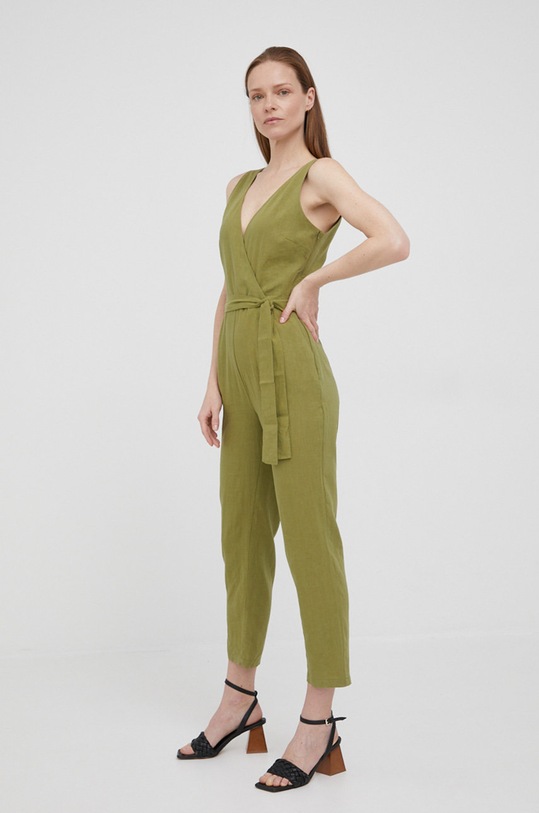 Pepe Jeans kombinezon lniany MARAIS zielony PL230387.618