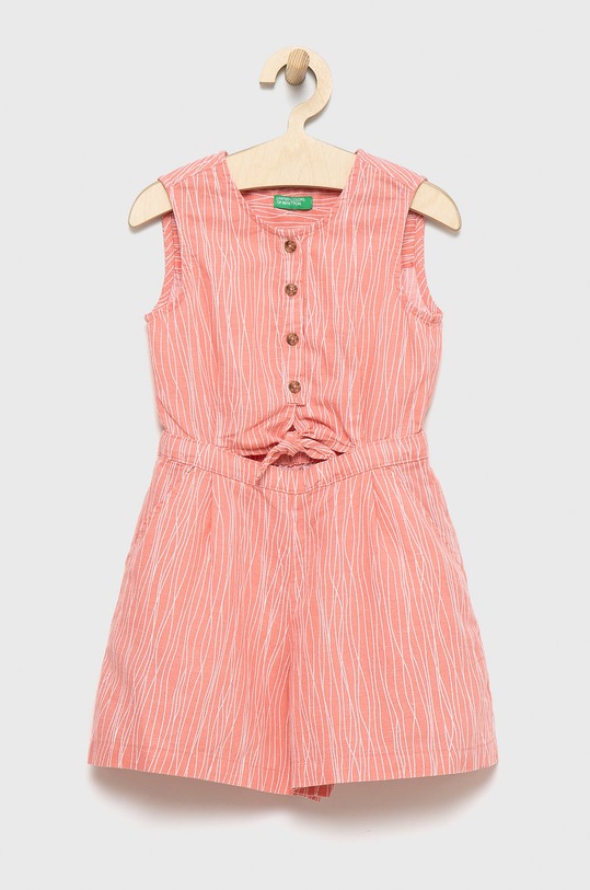 United Colors of Benetton kombinezon lniany dziecięcy tkanina różowy 4PL9CT001.G