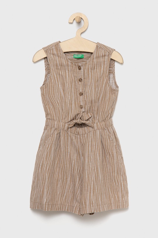 Dětský lněný overal United Colors of Benetton látka hnědá 4PL9CT001.G