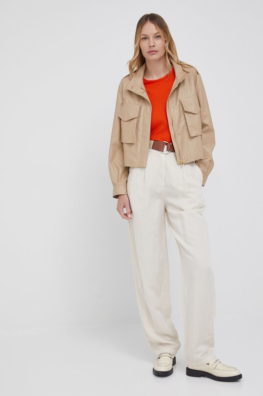 Штани з льоном Emporio Armani 3L2P84.2NC5Z бежевий SS22