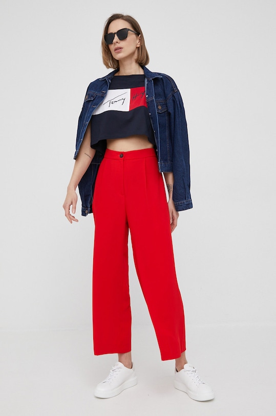 Nohavice Tommy Hilfiger WW0WW33455.PPYY červená SS22