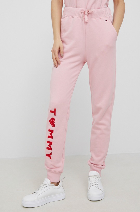 Bavlněné kalhoty Tommy Hilfiger pletenina růžová WW0WW35483.PPYY