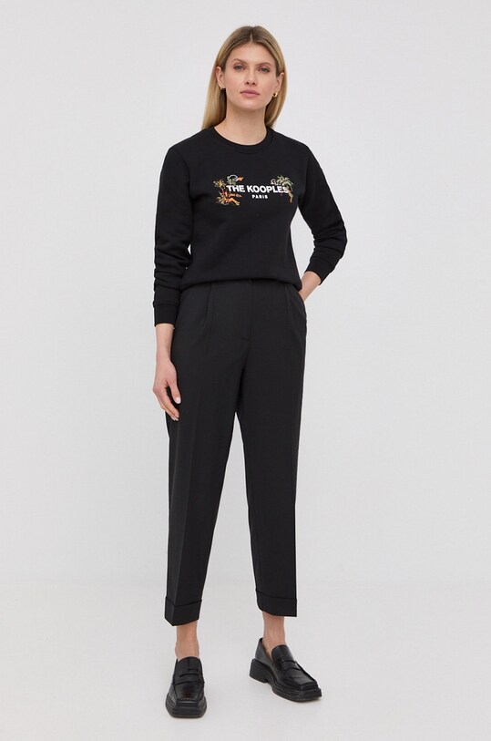 The Kooples gyapjú nadrág FPAN24034K fekete SS22