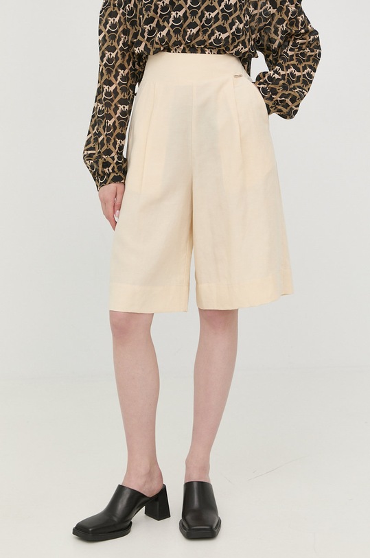 Liu Jo szorty z domieszką lnu WA2128.T4818 tkanina beżowy WA2128.T4818