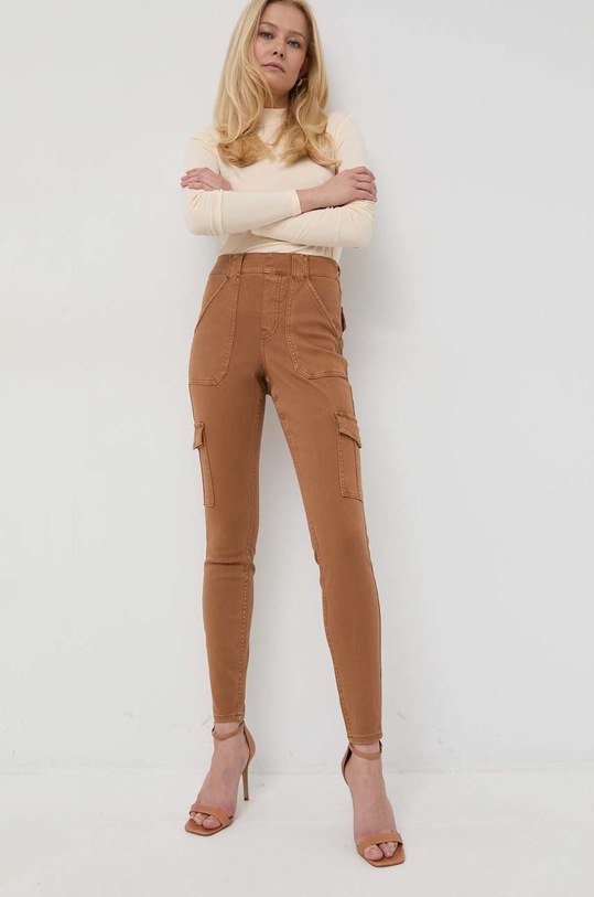 Spanx spodnie modelujące Stretch Twill Ankle Cargo z elastanem brązowy 20311R