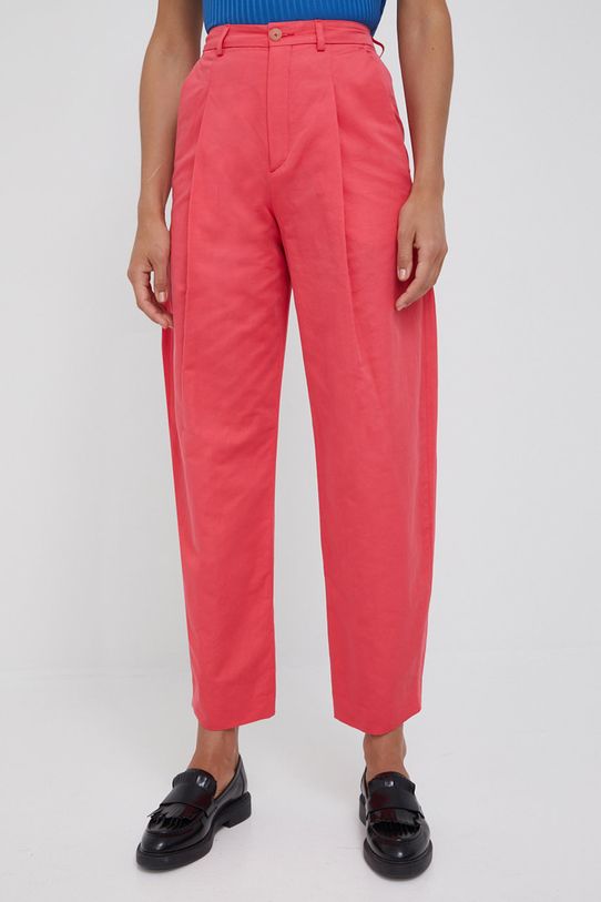 Bavlněné kalhoty Drykorn high růžová 80709.126063.5601