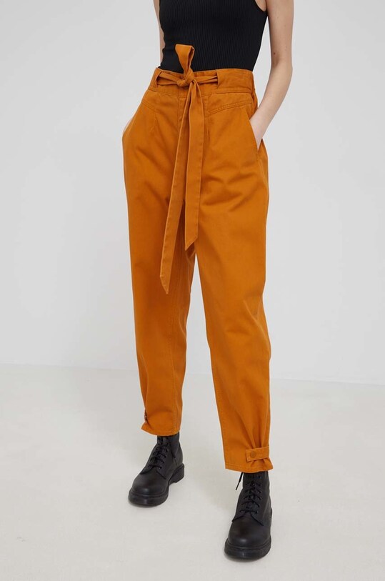 Pepe Jeans pantaloni de bumbac Fellon Pant PL211524.097 maro SS22