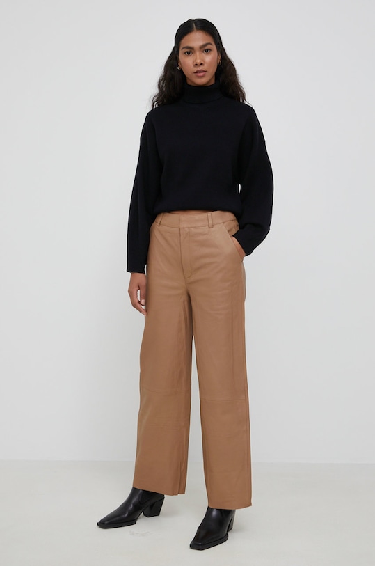 Kožené nohavice Gestuz 10905887 béžová AW22