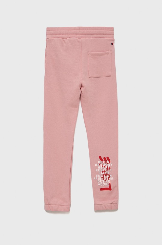Dětské bavlněné kalhoty Tommy Hilfiger KS0KS00258.PPYY růžová SS22