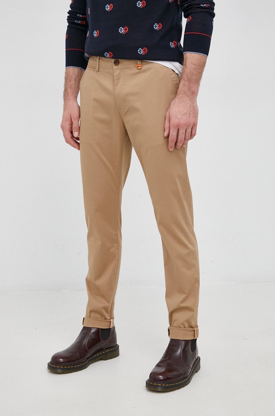 Hlače Scotch & Soda bez uzorka bež 164432