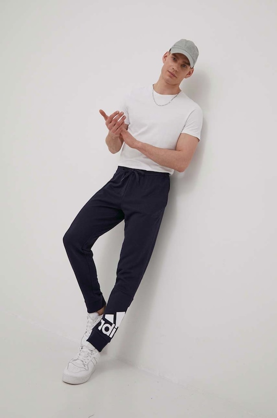 Штани adidas бавовна темно-синій GK8979