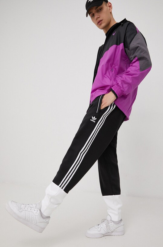 Παντελόνι φόρμας adidas Originals πλεκτό ύφασμα μαύρο HC2082