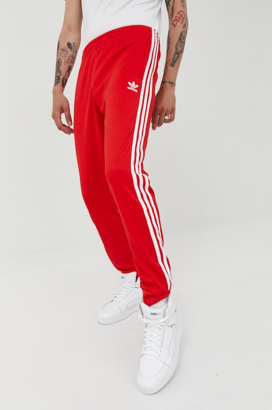 adidas Originals pantaloni de trening Adicolor tricotaj rosu HF2134