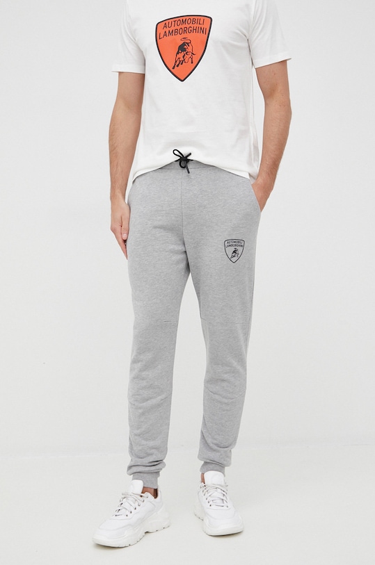 Lamborghini spodnie bawełniane aplikacja szary 72XBA004