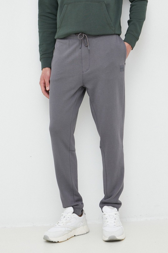 Bavlněné tepláky BOSS CASUAL pletenina šedá 50468448