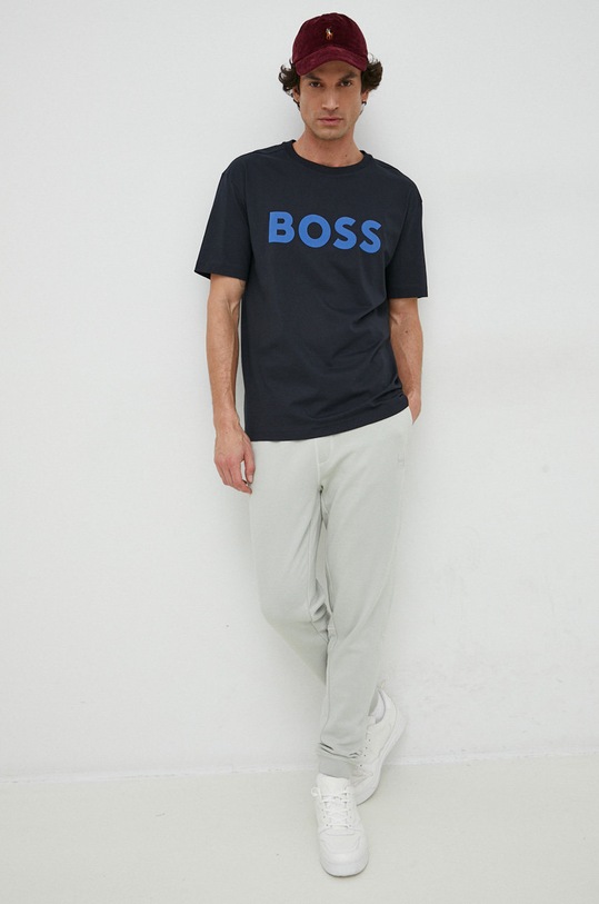 Bavlněné tepláky BOSS casual 50468448 šedá AA00
