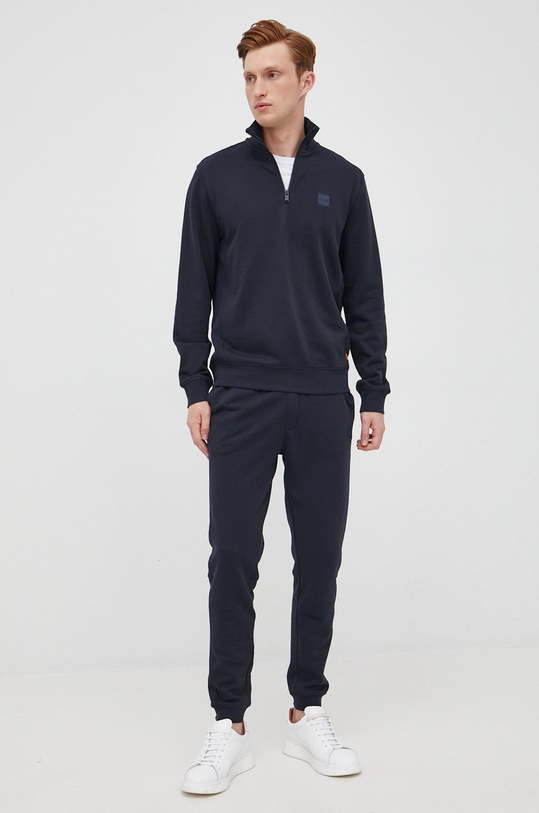 BOSS spodnie dresowe bawełniane BOSS ORANGE 50468448 bawełna granatowy 50468448