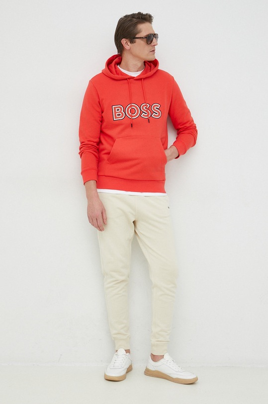 BOSS spodnie dresowe bawełniane BOSS ORANGE 50472661 beżowy AW23