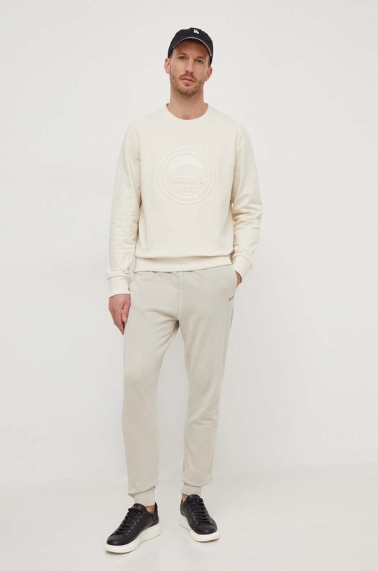 BOSS spodnie dresowe bawełniane BOSS CASUAL 50472661 beżowy AW23